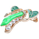 Enamel Green Pea Brooches For Women Crystal Simulated Pearls Corsages Sweat