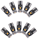 10x T10 Wedge 12V Super Bright CANBUS 194 168 2825 Amber Yellow LED LightBulbs3C