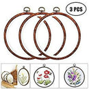 3 Pieces 5.3 inch Round Embroidery Hoops Bulk Imitated Wood Circle Cross St