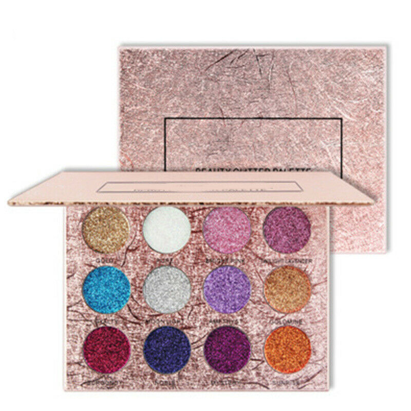 12 Color Glitter Eyeshadow Palette Long Lasting Shiny Eye Shadow Set Eye  XYS