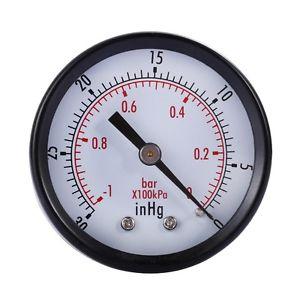1-1/2" Dry Utility Vacuum Pressure Gauge Blk.Steel 1/8" Center Back -30HG/0PSI