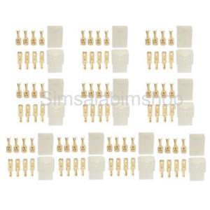 10 Kits 4 Way Pin 6.3mm Electrical Locking TAB Connector Plug & Socket Kit