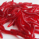 100 Pcs Soft Red Earthworm Fishing Bait Worm Lures Crankbaits Hooks Tackle Baits
