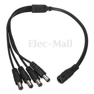 1 Female To 4 Male Power Supply Split Cable Converter DC 12V For CCTV Camera DVR