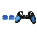 Camo Blue Game Controller Gamepad Skin + Thumb Stick Grips Cap for PS4