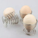 Metal Egg Cup Set Spiral Kitchen Breakfast Hard Boiled Spring Holder Egg Cup fp