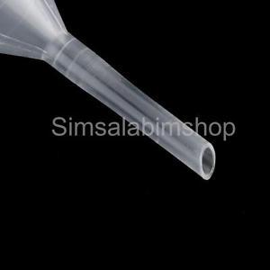 2x 60mm Plastic Clear Long Stem Gauge Funnel For Lab Tester Liquid Spout