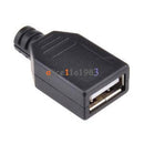 10PCS USB2.0 Type-A Plug 4-pin female Adapter Connector jack&Black Plastic Cover
