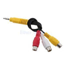 3.5mm Plug Auxiliary AUX To 3 RCA AV Audio Video TV Cable Cord Wire Adapter
