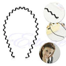 Mens Women Unisex Black Wavy Hair Head Hoop Band Sport Headband Hairband Fashion