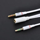 3.5mm AUX Audio Mic Splitter Cable Earphone Headphone Adapter Female to 2 Male