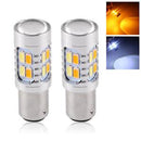 2PCs 1157 Turn Signal Light Switchback White/Amber Dual Color LED Bulb Stop Lamp