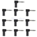 3 Pole 90 degree 6.35mm Male to 3.5mm Female Plug Audio Adapter 10 Pack