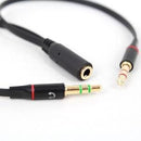 3.5mm AUX Audio Mic Splitter Cable Earphone Headphone Adapter Female to 2 Male