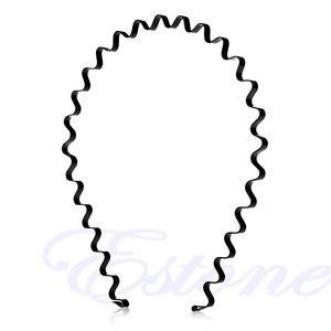 Mens Women Unisex Black Wavy Hair Head Hoop Band Sport Headband Hairband Fashion