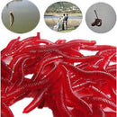 100 Pcs Soft Red Earthworm Fishing Bait Worm Lures Crankbaits Hooks Tackle Baits