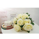 Rose Bouquet Home Party Artificial Flower Props Garden Decor White & Green