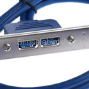 2Port USB3.0 Female to PC Motherboard 20pin Flat Cable 1.5ft with PCI Bracke