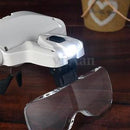 Headband Headset Jeweler Magnifier Magnifying Glass Loupe Glasses With LED Light