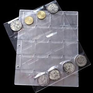 1 Sheet 20 Pockets Plastic Coin Holders Storage Collection Money Album Case SP
