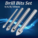 4pcs Porcelain Spear Head Ceramic Tile Glass Marble Drill Bits Set 4/6/8/10mm