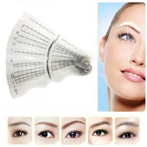 12 Eyebrow Grooming Shaping Stencil Kit Brow Template Makeup Shaper DIY Tool