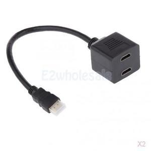 2Pack Fast Speed HDMI Male to 2X HDMI Female Y Splitter Switch Adapter Cable