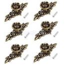 6 xRetro Bronze Rose Decor Kitchen Cabinet Drawer Handle Pull Knob Hardware
