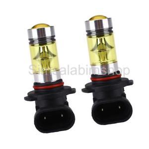 Pair H10 9145 100W LED Fog DRL Driving Lights Car Head Light Bulbs Yellow
