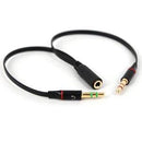 3.5mm AUX Audio Mic Splitter Cable Earphone Headphone Adapter Female to 2 Male
