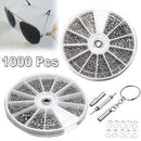 1000pcs Tiny Screws Nut + Screwdriver Watch Eyeglass Glasses Repair Tool Set Kit