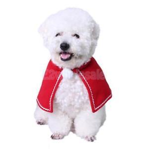 Pet Dog Cat Red Christmas Cloak Cape Xmas Halloween Holiday Costume Dress_S