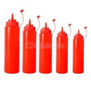 5Pcs Ketchup Mustard Jam Squeeze Bottle Sauce Condiment Dispenser w/Cap Red