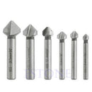 6pcs 3 Flute 90 Degree Hss Chamfer Cutter Bit Chamfering Countersink Drill Bits