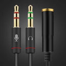 3.5mm AUX Audio Mic Splitter Cable Earphone Headphone Adapter Female to 2 Male