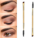 Beauty Makeup Bamboo Handle Eyebrow Brush + Eyebrow Comb Double-Ended Brushes