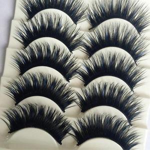 5 Pairs Blue+Black Handmade Long Thick Cross False Eyelashes Makeup Eye Lashes