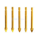 5pcs Hex Shank 10mm Tip Glass Tiles Cutting Thread Drill Bits Slotted Point