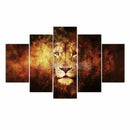 5 Panel Lion Head Canvas Print Wall Art Oil Painting Picture Decor Noframe L