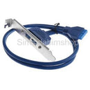 2Port USB3.0 Female to PC Motherboard 20pin Flat Cable 1.5ft with PCI Bracke