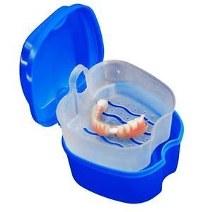 Denture Bath Box Case Dental False Teeth Storage Box with Hanging Net Container