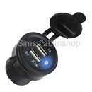 5V 3.1A Dual USB Charger Sockets W/ White LED for DC 12V 24V Car Motorcycle