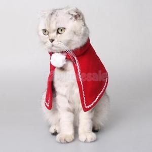 Pet Dog Cat Red Christmas Cloak Cape Xmas Halloween Holiday Costume Dress_S