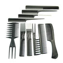 10Pcs Black Pro Salon Hair Styling Hairdressing Plastic Barbers Brush Combs Set