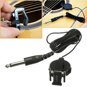Piezo Clip On Microphone Pickup for Acoustic Guitar Violin Mandolin Ukulele NEW