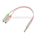 3.5mm Stereo Audio Male to 2 Female Headphone Mic Y Splitter Cable Adapter