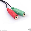3.5mm AUX Audio Mic Splitter Cable Earphone Headphone Adapter Female to 2 Male