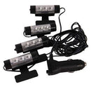 4x 3 LED Car Charge 12V Glow Interior Decorative 4in1 Atmosphere Light Lamp Blue