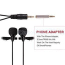 6 m / 19.68ft Dual-head Lavalier Microphone Professional Lapel Collar Mic