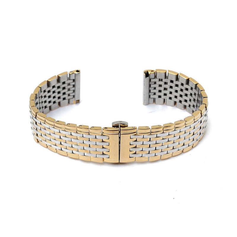 18mm Black Silver Gold Stainless Steel Solid Nine Bead Watch Band